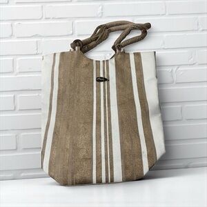 Avani Sun N Sand paisley Tropical tan Beaded Jute Tote Bag Large Vintage Y2K​​